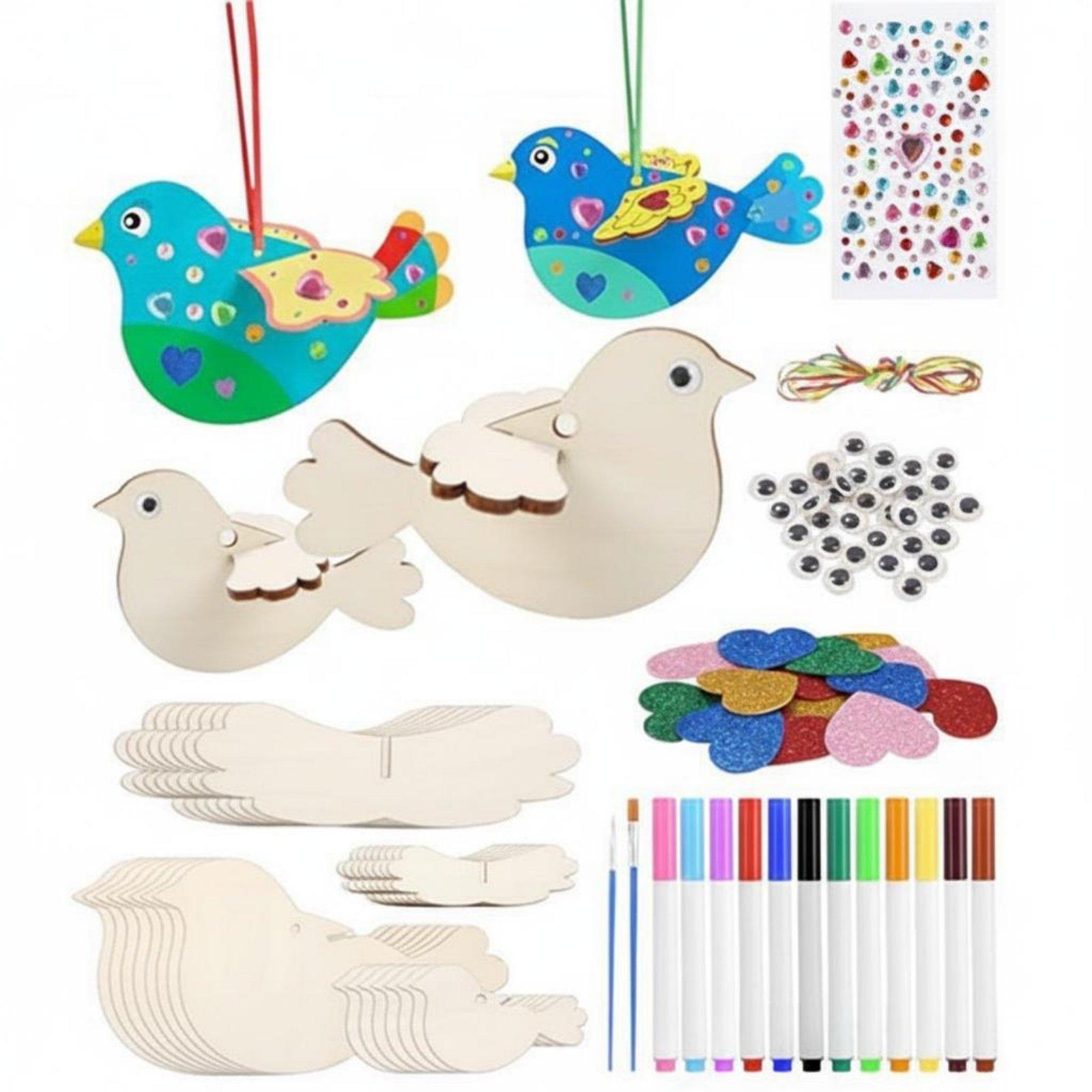 Kids Education Kit - 8 Pieces 3D Wooden Bird Craft