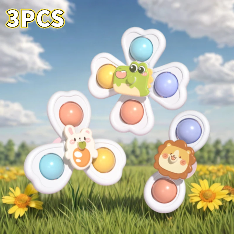 Free Educational Games For Kids - 3PCS Suction Cup Spinner Toy Baby