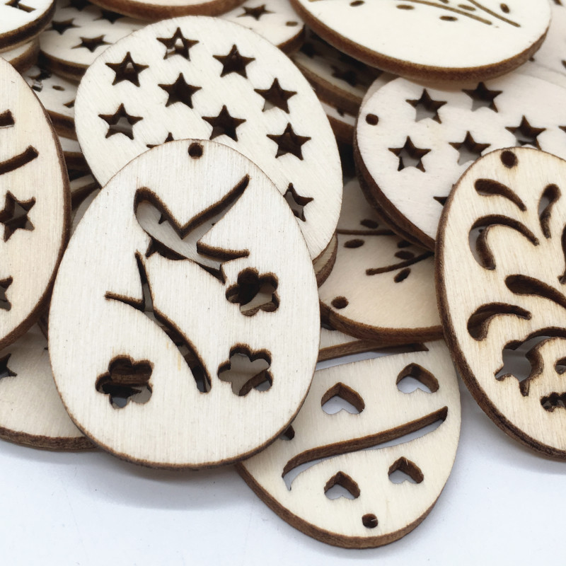 50Pcs Laser Cut Wooden Eggs fo - Happy Kids Education ulasan dan harga