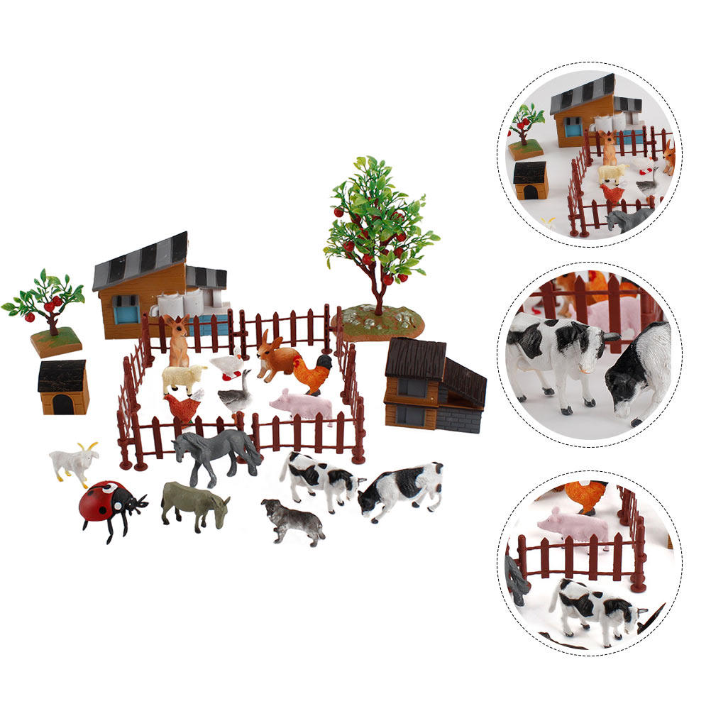 1Set Mini Farm Animal Set Real - Kid Educational ulasan dan harga