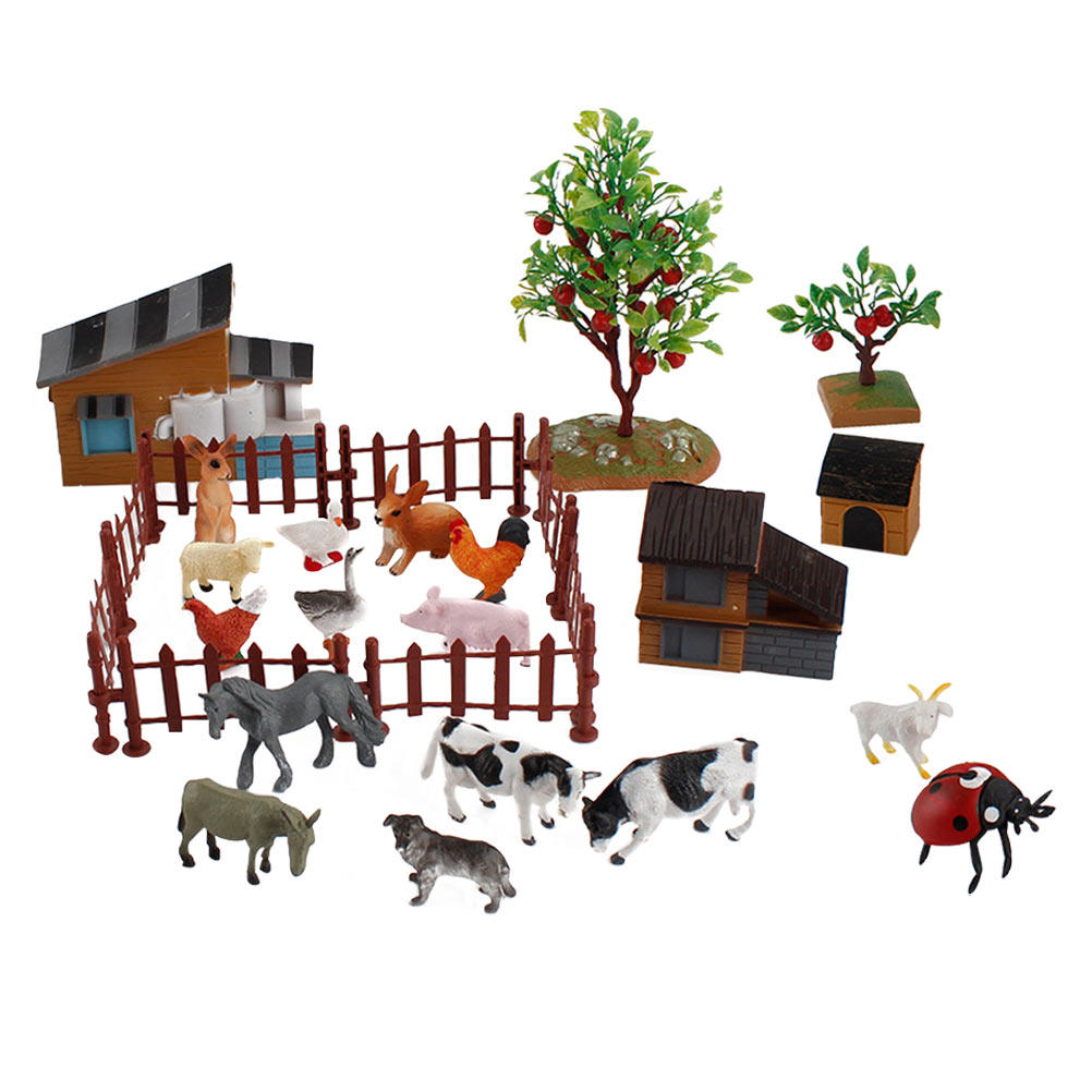1Set Mini Farm Animal Set Real - Kid Educational ulasan dan harga