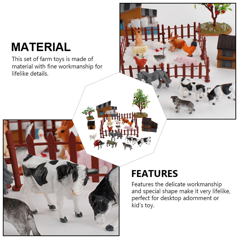 1Set Mini Farm Animal Set Real - Kid Educational ulasan dan harga