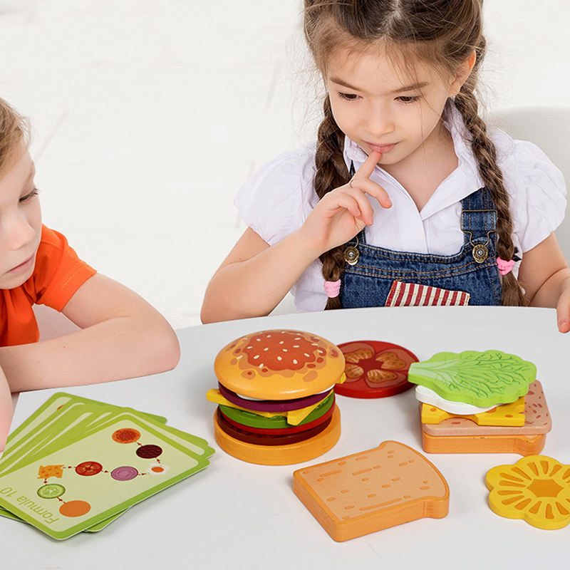 【HAPPY】Wooden Hamburg Sandwich - Happy Kids Education ulasan dan harga